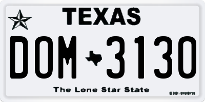 TX license plate DOM3130