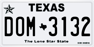 TX license plate DOM3132