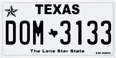 TX license plate DOM3133