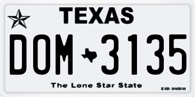 TX license plate DOM3135