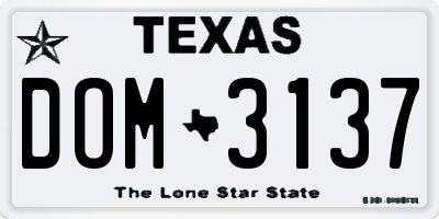 TX license plate DOM3137