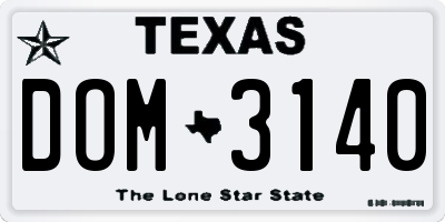 TX license plate DOM3140