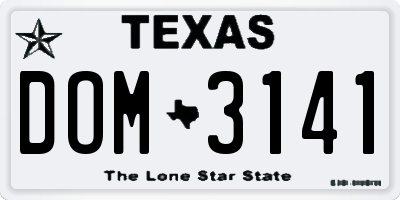 TX license plate DOM3141