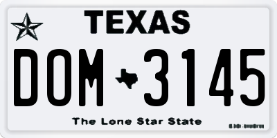 TX license plate DOM3145