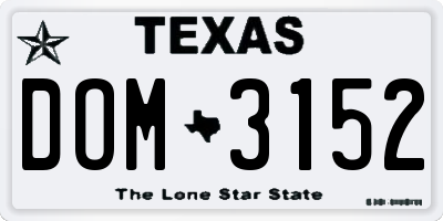 TX license plate DOM3152