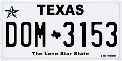 TX license plate DOM3153