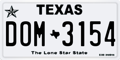 TX license plate DOM3154