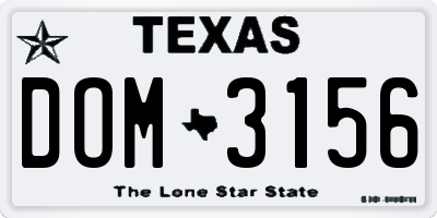 TX license plate DOM3156
