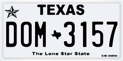 TX license plate DOM3157