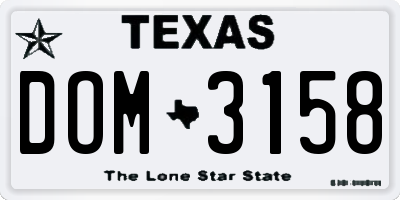 TX license plate DOM3158