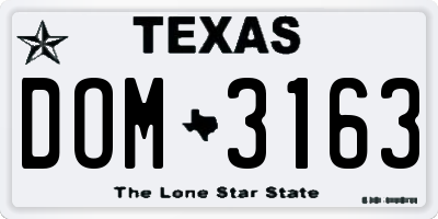 TX license plate DOM3163