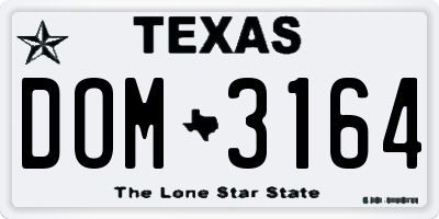 TX license plate DOM3164