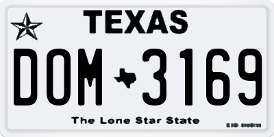 TX license plate DOM3169