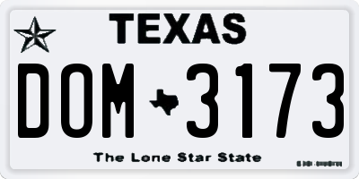 TX license plate DOM3173