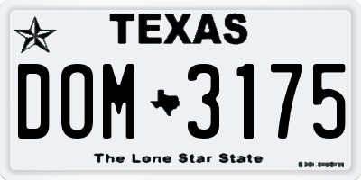 TX license plate DOM3175