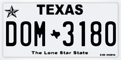 TX license plate DOM3180