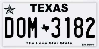 TX license plate DOM3182