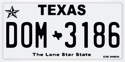 TX license plate DOM3186