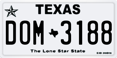 TX license plate DOM3188