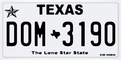 TX license plate DOM3190