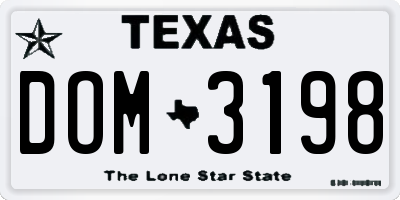 TX license plate DOM3198