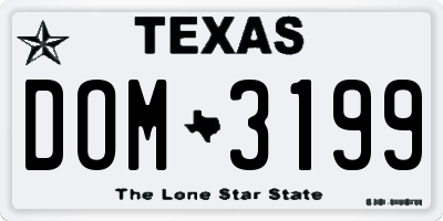 TX license plate DOM3199