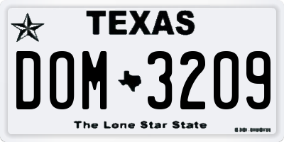 TX license plate DOM3209