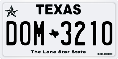 TX license plate DOM3210
