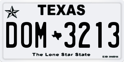 TX license plate DOM3213