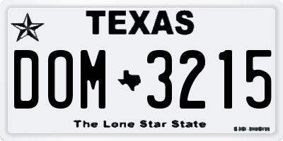 TX license plate DOM3215