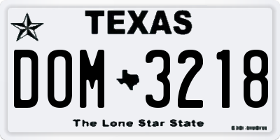 TX license plate DOM3218
