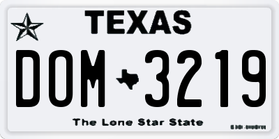 TX license plate DOM3219