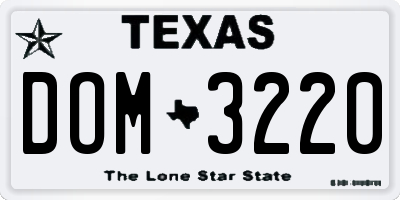 TX license plate DOM3220