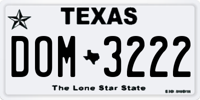 TX license plate DOM3222