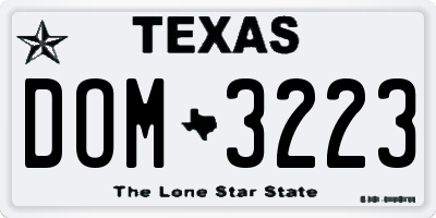 TX license plate DOM3223