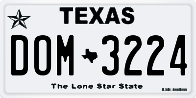 TX license plate DOM3224