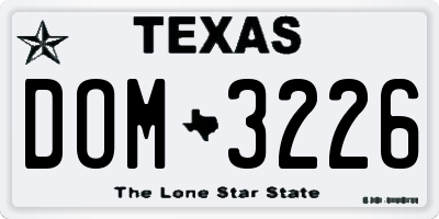 TX license plate DOM3226