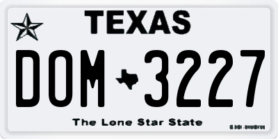 TX license plate DOM3227
