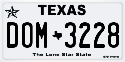 TX license plate DOM3228