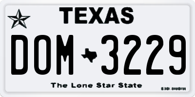 TX license plate DOM3229