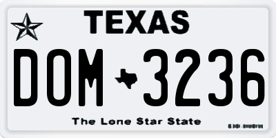 TX license plate DOM3236