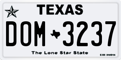 TX license plate DOM3237