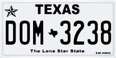 TX license plate DOM3238