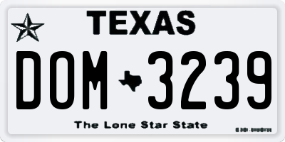 TX license plate DOM3239