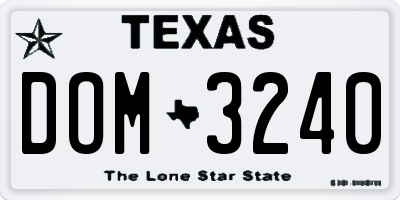 TX license plate DOM3240