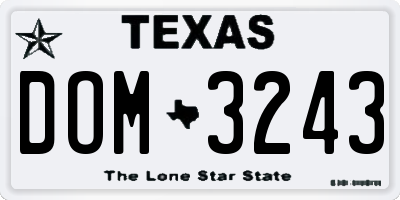 TX license plate DOM3243