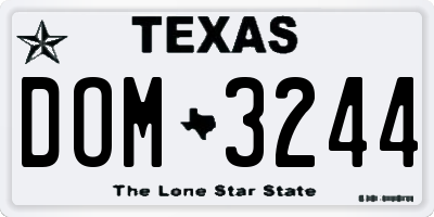 TX license plate DOM3244