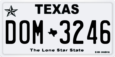 TX license plate DOM3246