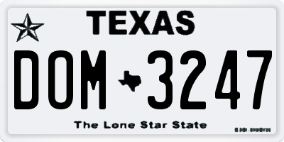 TX license plate DOM3247