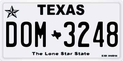 TX license plate DOM3248